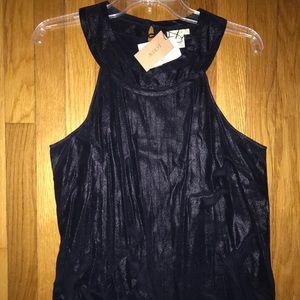NWT J Crew navy shimmer pleated top